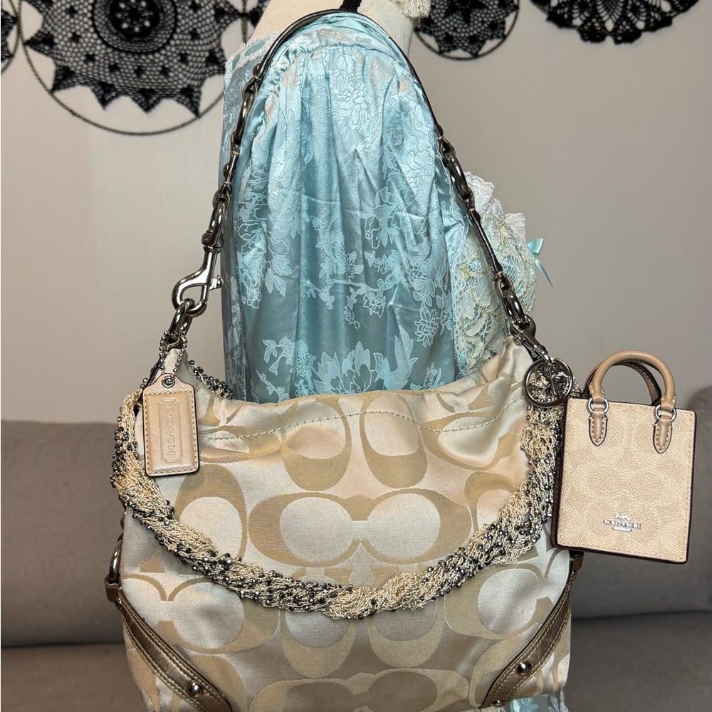 COACH Carly Signature Sateen Hobo Bag